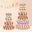 YestBuy Cupcake Stand, Acrylic Cupcake Tower Tree, 6 Tier Large Cupcake Holder for Pastry, Clear Cupcake Dispaly Stand with Base for Party, Wedding, Baby Shower