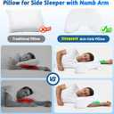 Side Sleeper Pillow with Arm Hole, Shoulder Relief System, Arm Pillow for Neck and Shoulder Pain, Premium Memory Foam, Suitable for Side, Back and Stomach Sleepers - Grey, 7.1in Height