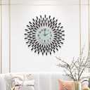 28.0 INCH Wall Clock for Living Room Decor,Non-Ticking Quiet Metal Petals Dial Glass Big Wall Clocks Black for Bedrooms Kitchen and Small Space Decoration