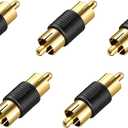 VCE RCA Male to Male Coupler 5-Pack, Gold Plated Dual Male Connector RCA M-M Adapter