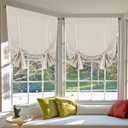 H.VERSAILTEX Blackout Tie Up Curtain Thermal Insulated Curtains Bathroom Curtains Ivory Tie Up Shade for Small Window (Rod Pocket Panel, 42 inches W x 63 inches L, 2 Panels)