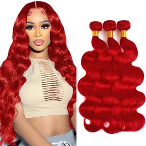 Red Body Wave Bundles Braight Red Bundle 30 32 34 Inch 8A Grade Peruvian Virgin Hair Mixed Length 150g/3 Bundles Double Weft Hair Weave
