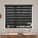 MYshade Cordless Zebra Blinds with Free-Stop Function - Dual Layer Light Filtering & Privacy Sheer Shades for Day and Night - Easy Install Window Shades for Home, Living Room, 30.5" W*72" H,Black