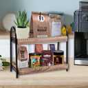 Bathroom Countertop Organizer, 2 Tier Vanity Organizer and Storage for Cosmetic Skincare Perfume, Wood Bead Storage Shelf for Bathroom Kitchen Coffee Station