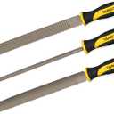 3-Piece 8" Wood Rasp File Set, Includes Flat/Half-Round/Round. For Woodworking & Sharping Wood