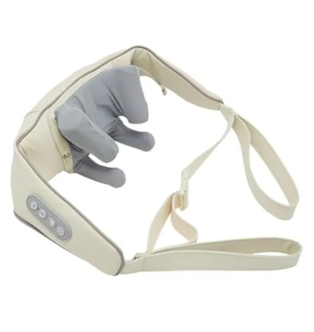 Virexo Neck and Shoulder Massager Shiatsu with Deep Kneading and Heat, Cordless Relaxing Muscle Massage, Beige