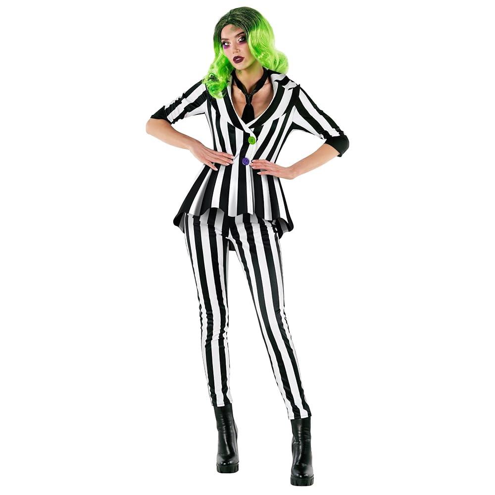 Morph Womens Black And White Striped Suit Sizes S-3XL, Halloween Costumes For Womens Halloween Costume, 3XL