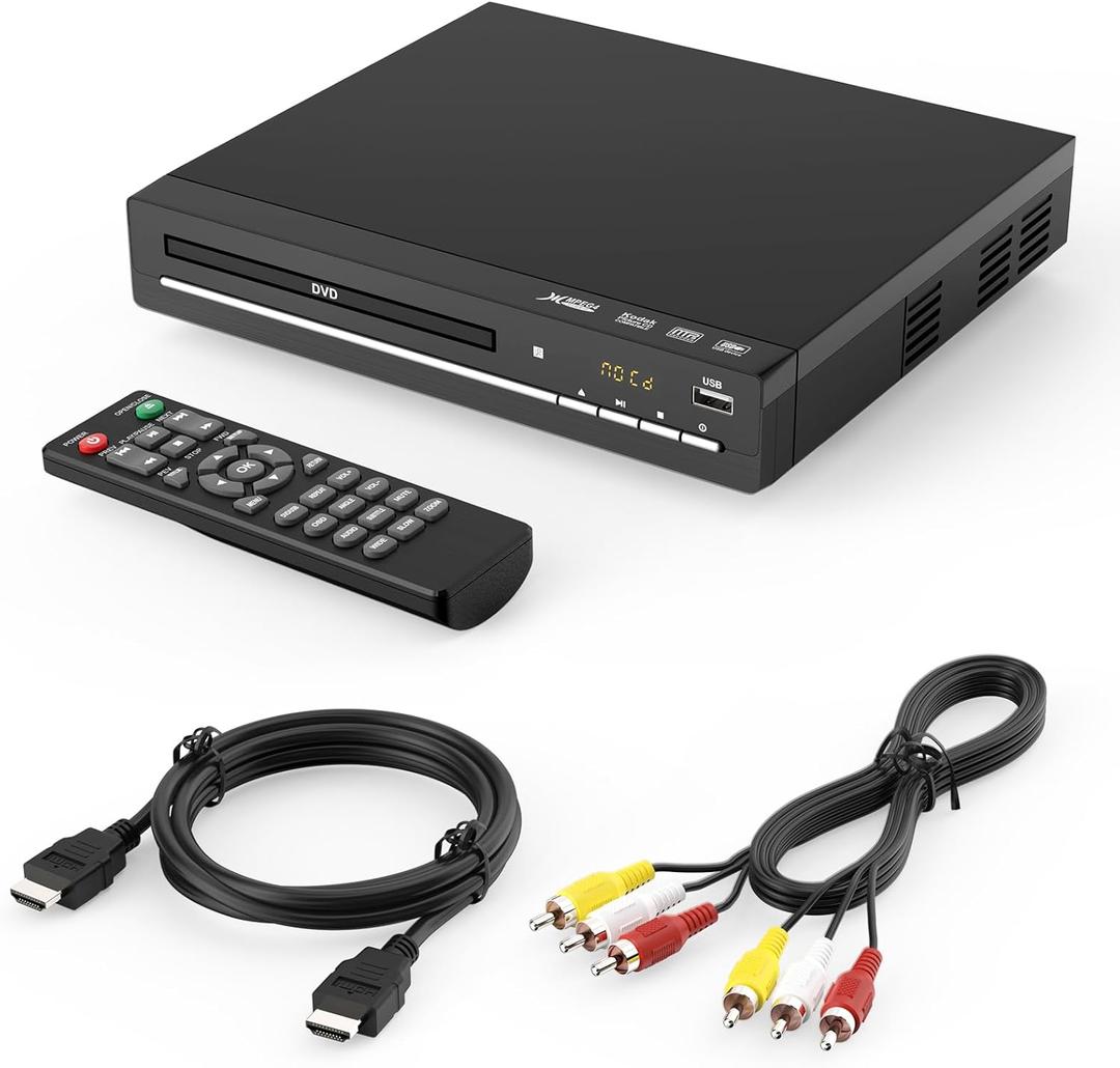 HD DVD Player for TV with HDMI, Region FreeCD Player for Home, Plays All Regions and Formats, Mini DVD Player with USB, Remote, HDMI and RCA Cables Included (DVD-003)