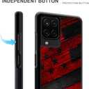 DJSOK Compatible with Samsung Galaxy A12 4G CaseDesign Pattern Back Bumper Anti Scratch Reinforced Corners Soft TPU Caver,Cases for Men Women-Black red Wood Grain American Flag