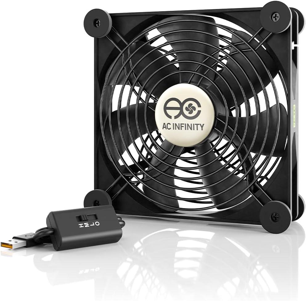 AC Infinity MULTIFAN S4, Quiet 140mm USB Fan, UL-Certified for Receiver DVR PlayStation Xbox Computer Cabinet Cooling