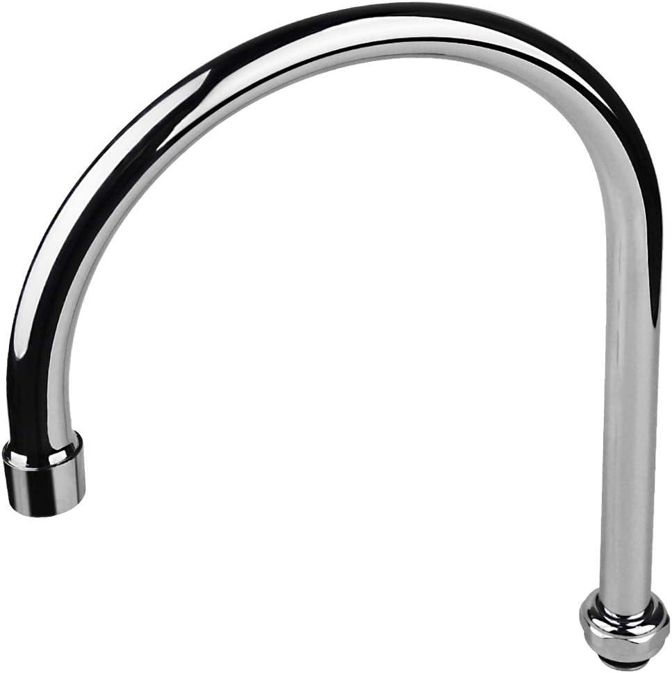 KWODE Gooseneck Swivel Spout 8 Inch Replacement Kit with Swing Nozzle for Commercial Kitchen Sink Faucet 360 Degree Stainless Steel Add-on Spout, Chrome Finish(with M25*1.25 Connector)