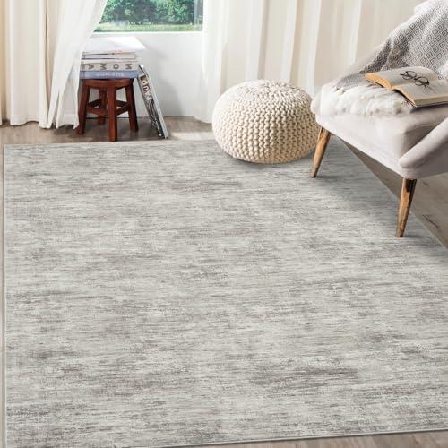 RUGSREAL 6x9 Large Bedroom Rug Soft Modern Area Rug for Living Room Non-Slip Stain Resistant Abstract Throw Floor Carpet Contemporary Solid Accent Carpet for Dining Room Office, Taupe