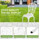 3 Piece Patio Set Outdoor Cast Aluminum Patio Bistro Table and Chairs Set of 2,All Weather Outdoor Bistro Sets with 1.97" Umbrella Hole for Front Porch Set,Garden(White), Backrest Design