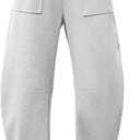 ELLEVEN Womens Baggy Barrel Sweatpants, High Waisted Wide Leg Sweat Pants Drawstring y2k Casual Palazzo Loose Trousers (Gray, S)