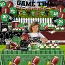 Football Party Supplies Kit Serve 24,Touchdown Plates,Napkins,Tablecloth,Banner,Balloon Football Birthday Party Decorations Tableware Set for Game Day Tailgate Decor