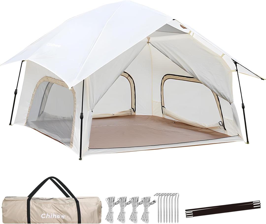 Chihee Camping Tents Pop up Easy Setup 2-Person Instant Tent Outdoor Shelter Stand-up Tent Square Family Cabin with Mesh Windows External Rainfly Carry Bag Portable Spacious Ventilation Beach Travel, 210x210x160cm