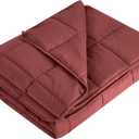 L'AGRATY Weighted Blanket - 48"x72" 15lbs Cooling Breathable Heavy Blanket Microfiber Material with Glass Beads for Adult All-Season Summer Fall Winter Soft Thick Comfort (10-burgundy)
