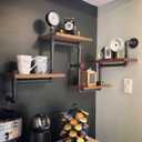 Industrial Rustic Modern Wood Ladder Pipe Wall Shelf 4 Layer Pipe Design Bookshelf DIY Shelving