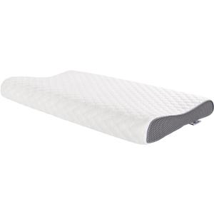 SUQ I OME Slim Sleeper-Ultra Thin Memory Foam Pillow for Sleeping,Thin & Low Cervical Profile for Neck Pain,Stomacher Sleeper, Firm 23.6x13.7x2.4/1.9 inch,Grey+White
