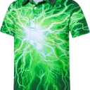 Uideazone Boys Polo Shirts Dry Fit Performance Golf Short Sleeve Casual School Uniform Size 5-14 (7-8 Years, Green Lightning)