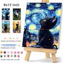 4 Pack Framed Paint by Numbers Kit for Adults Beginner Canvas Painting by Numbers for Adults Black Cat Easy Adult Paint by Number Kits with Frame Starry Night Watercolor Painting by Number 8x12 Inch