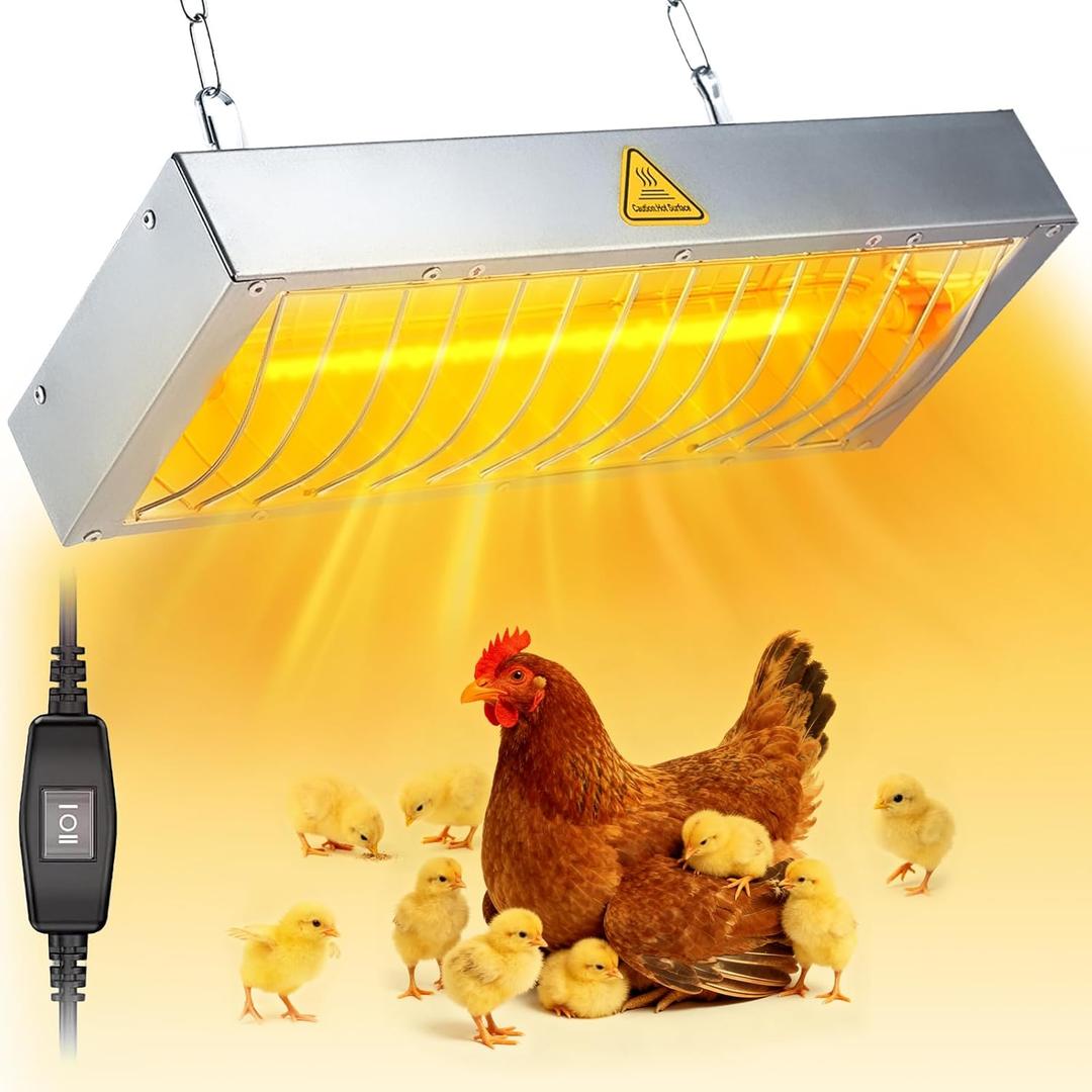 VORIGY 600W Heat Lamp for Chickens, Large Chicken Coop Heater, Adjustable Temp and Height, No Assembly Brooder Heater for Chicks Pets Livestock, 1 Pack