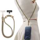 TORRAS Phone Lanyard Crossbody with 2 Phone Tabs, Adjustable Anti Theft Phone Strap for iPhone 17 Pro Max, Premium Metal Buckles, Universal Cell Phone Neck lanyard for Women and Men, Khaki