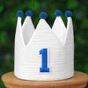 DCJHFJ Handmade Crown Hat 1st Birthday for Baby Boy Girl 1-3 Years Birthday Party Decoration Headband