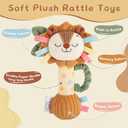 TYRY.HU Baby Rattles Toy, Plush Lion Rattle, Stuffed Animal Hand Rattles,Infant Grab Shake Rattle, Crinkle & Squeaker,Soft Sensory Toy with Sound for Babies 0-6 6-12 Months, Lion