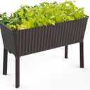 Keter Splendor 31.7 Gallon Raised Garden Bed with Self Watering Planter Box and Drainage Plug-Perfect for Growing Fresh Vegetables, Flowers and Herbs, Brown