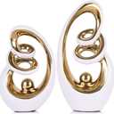 Modern Abstract Porcelain Sculpture, White Gold Show Piece for Home, Knick Knacks for Decor, Tv Stand Centerpiece