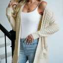 CiCiBird Women Long Cardigan Fuzzy Cardigan Sweater Open Front Knit Outwear Coat with Pocket (XL)