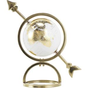 Deco 79 Aluminum Metal Educational/Geographic Earth Globe Decorative World Globe with White Center, Desk Globe 12" x 7" x 14", Gold (SMALL SIZE)