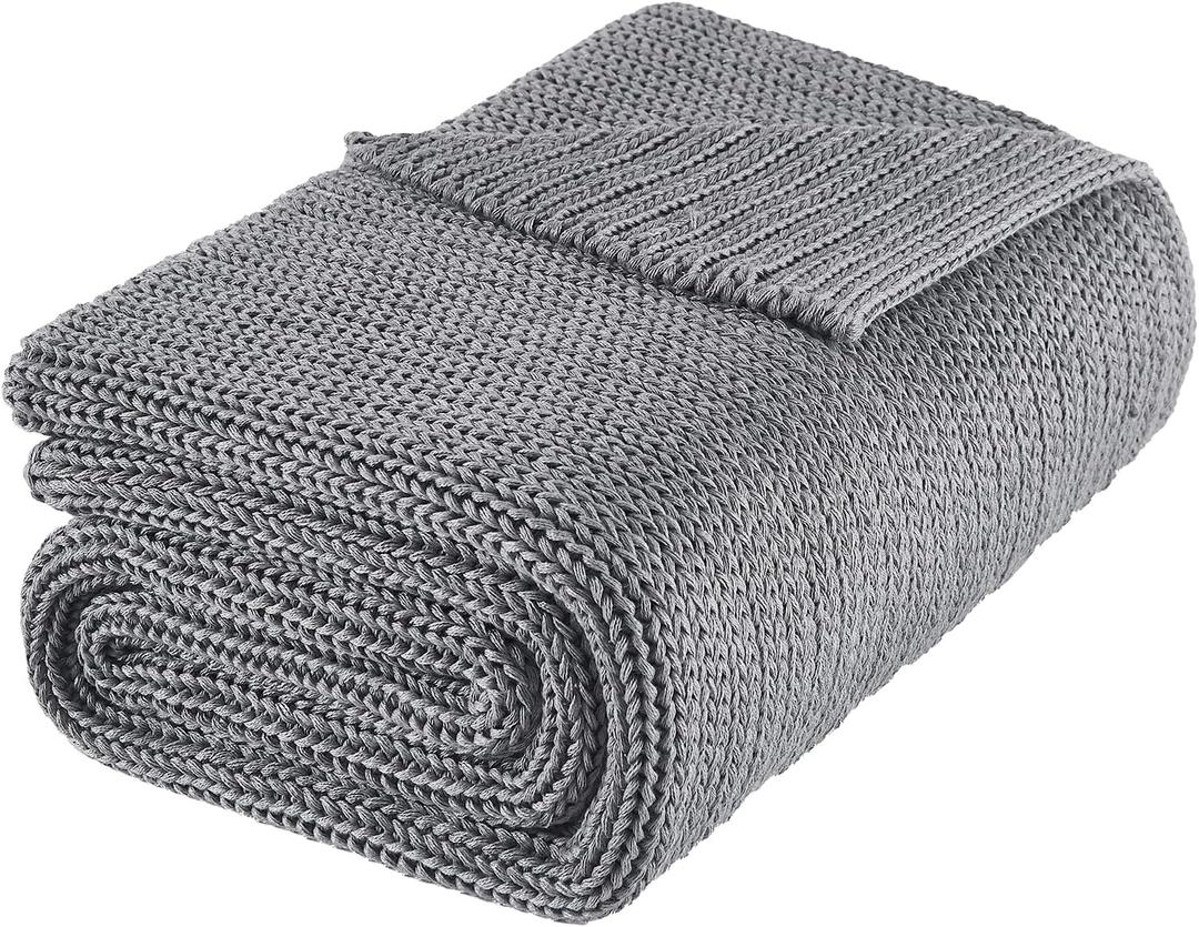 L'AGRATY Knitted Weighted Blanket - 60"x80" 15lbs Cooling Chunky Knit Heavy Blanket for Adults Braided Crochet Throw Thick Cable Yarn Knit Decorative No Beads Evenly Weighted Machine Washable (26-magmatic Gray)