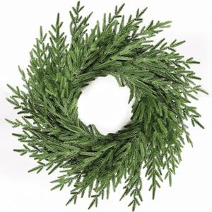 Amorise 26" Christmas Wreath for Front Door,Real Touch Artificial Norfork Pine Wreath for Outoor Inooor Porch,Window,Wall,Xmas,Thanksgiving Day Home Decor
