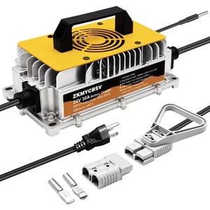 24V 30A Forklift Battery Charger, 24V 30A Smart Trickle Charger, 24 Volt Battery Charger for Lead-Acid/AGM/Gel Batteries, Suitable for Sicorssors Lift, Pallet Jack, Lawn Mower, Floor Scrubberb
