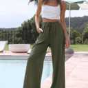 Faleave Women's Cotton Linen Summer Palazzo Pants Flowy Wide Leg Beach Trousers with Pockets (Black)