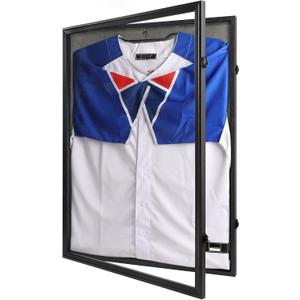 IHEIPYE Jersey Frame Display Case Black Lock,Large Shadow Box Lockable with UV Protection Acrylic Linen Lining and Hangers for Baseball Basketball Football Soccer Hockey 2XL Sport Jersey Shirt