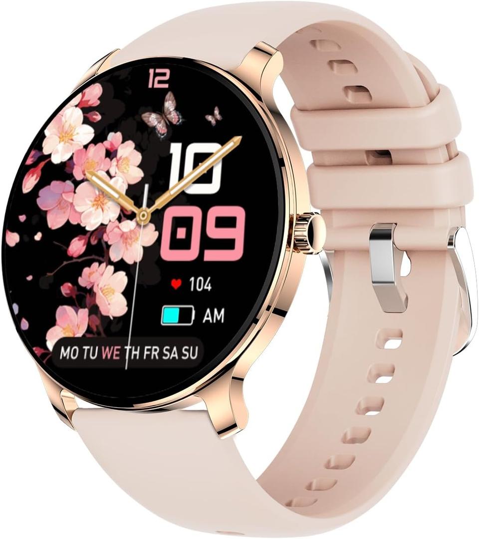 1.43 Women's Smart Watch, AMOLED Display, Work with Android/iPhone, Waterproof IP68, Long Battery Life, Fitness & Health Tracker, Heart Rate Monitor, Step Counter, Track Your Workout, Run and More