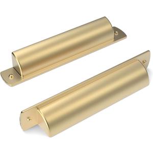 Asidrama 10 Pack 3.75 Inch(96mm) Brushed Brass Kitchen Cabinet Handles, Gold Cabinet Cup Pulls Kitchen Cabinet Hardware for Cupboard Drawer Pulls