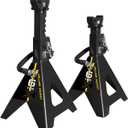 YELLOW JACKET Jack Stands 6 Ton with Double Locking for Lifting Car SUVS, Heavy Duty Steel, 13000 lb Capacity, 1 Pair, Black (6 ton double locking)