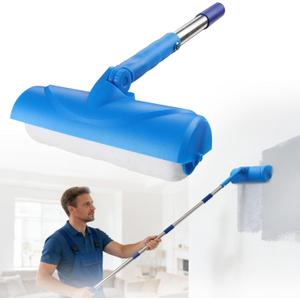 Ceiling Paint Roller No Drip Kit, 6FT Ceiling Paint Roller with Shield & Adjustable Head Extension Pole Included, No-Drip Splatter-Free Brush for Painting Ceilings Wall