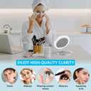 WEILY Magnifying Makeup Mirror 10X/1X, Travel Mirror with Light, Double Sided Rechargeable Mirror with 3 Color Lights for Makeup, Tweezing, Blackhead and Come Done Removal (White)