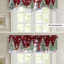 Christmas Tie Up Window Valances for Kitchen, Snowman Rod Pocket Curtain Valance Let it Snow Black Red Buffalo Plaid Window Topper Decor Xmas Tree Valance Curtains for Living Room, Bedroom, 54" x 18"