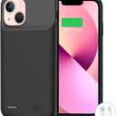 Battery Case iPhone 13 Mini, 6500mAh Slim Portable Rechargeable Protective Battery Pack Cover Power Bank Charging Case Compatible with iPhone 13 Mini (5.4 inch) Extended Power Charger Cover(Black)