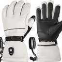 SAVIOR HEAT Heated Gloves for Men Women, EH 8 Pro Electric Leather Ski Gloves for Extreme Cold -5, Aero-Grade Aerogel 3M Insulation, 3000mAh Rechargeable Battery Waterproof for Skiers (White)