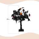 Bibelot 20inch Black Halloween Decorations, LED Lighted Halloween Tree Decor -Silk Black Maple Leaves, Pumpkins, Spiders,Cute Ghosts for Indoor Tabletop, Fireplace or Covered Outdoor Porch