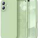 Vooii Magnetic for iPhone 17 Case, Compatible with Magsafe (Premium Liquid Silicone) (Integrated Camera Control Button) Full Body Protective Anti-Scratch Microfiber Lining 6.3", Matcha