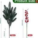 Ivydale 15Pcs Faux Pine Branches Norfolk Stem for Christmas Decoration, Artificial Greenery Plants Pine Needles with Red Berries for Table DIY Home Winter Indoor Vase Real Touch Christmas Decorations