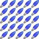 Meconard C9 Led Replacement Christmas Light Bulbs, C9 Shatterproof Led Bulbs for Christmas Indoor Outdoor String Lights, E17 Intermediate Base, Commercial Grade Holiday Bulbs, Blue, 25Pack